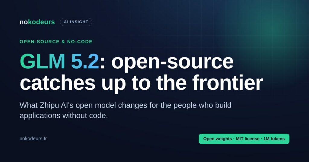 GLM 5.2, Zhipu AI open-source model, and its impact on no-code
