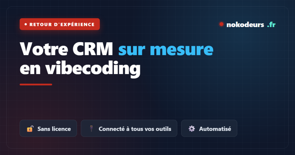 CRM sur mesure en vibecoding, sans licence et connecte a tous vos outils